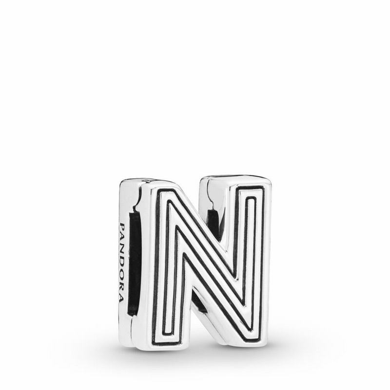Pandora Reflexions™ Letter N Clip Charm Europe - Sterling Silver/Silicone - 230975EXW